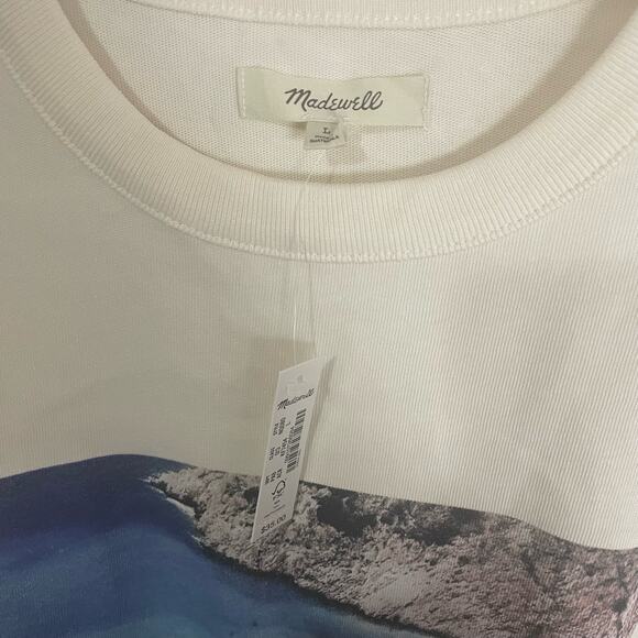 Madewell Graphic Crew Neck Beach Boho Muscle Tee Shirt US Women's L New - Picture 5 of 6